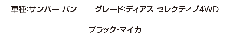 車種：サンバー バン グレード：ディアス セレクティブ4WD ボディカラー：ブラック・マイカ